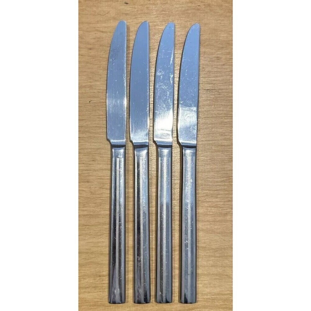 Oneida ILLUMINA   Glossy & Frosted Stripe Stainless Flatware 4 Dinner Knives